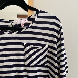 Striped short sleeve tee with split back